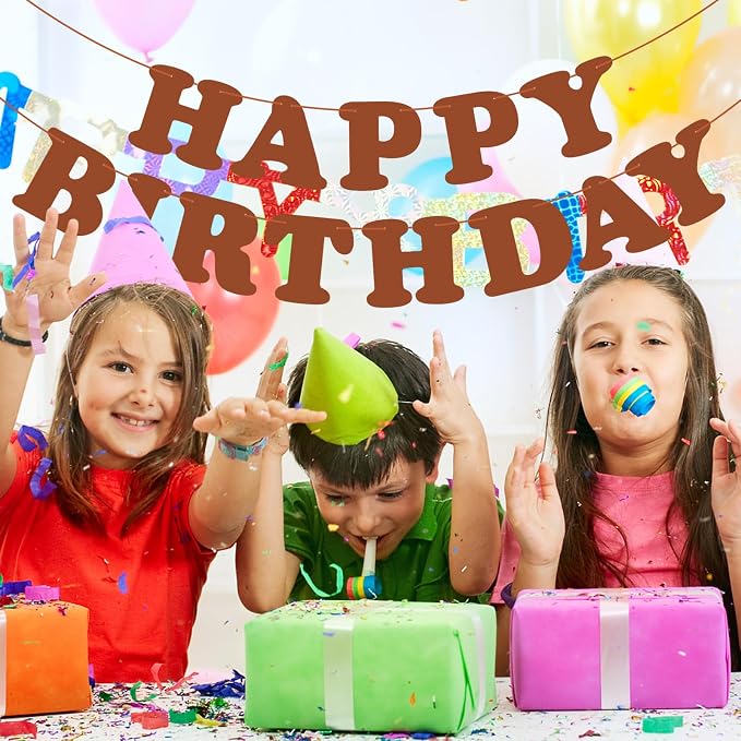 Brown Happy Birthday Banner Birthday Party Decorations Sign Birthday Backdrop - Image 4