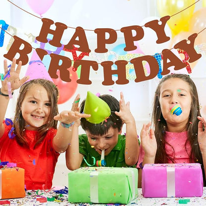 Brown Happy Birthday Banner Birthday Party Decorations Sign Birthday Backdrop - Image 4