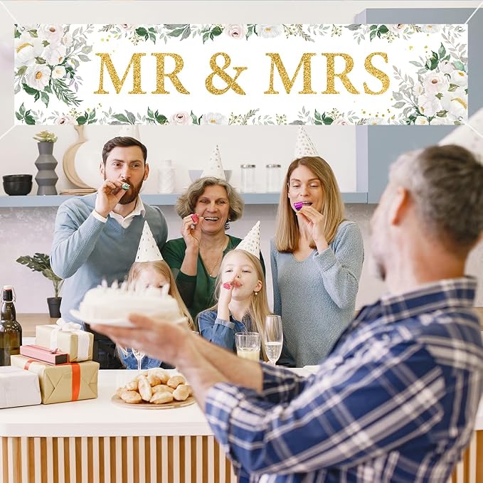Mr And Mrs Wedding Decor Banner Decorations Party Hanging Sign | Reusable - Image 5