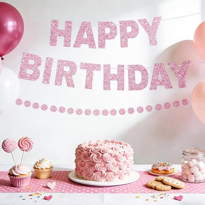 Alynta Happy Birthday Banner Pre-Strung Glitter Birthday Party Decorations | NO - Image 4