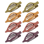 8 Pack Glossy Flat Hair Clips for Women – Large No-Slip Claw Barrettes in Mustard, Orange, Rust Red & Plum, Shiny Finish Strong Hold for Thick & Thin Hair