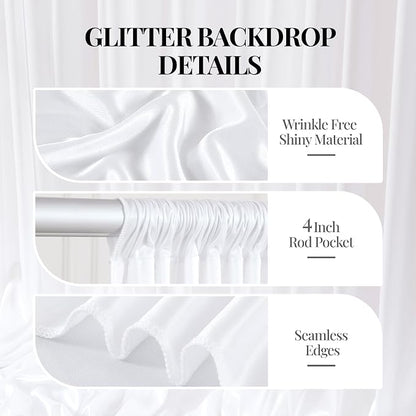 10x10ft White Glitter Backdrop Curtain - Image 2