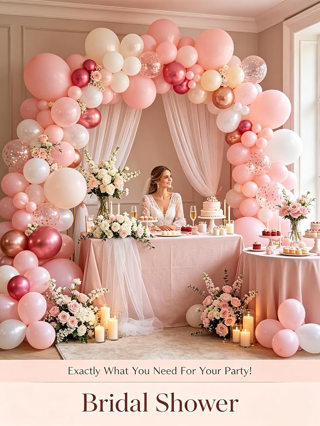 Pink Balloons 125 pcs Different Sizes of 8 12 10 5 Inch Pastel Baby Soft Pink - Image 8