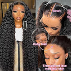 250 density Deep Wave Lace Front Wigs Human Hair Glueless Wig HD Lace Front Wigs Pre Plucked with Baby Hair for Women 13x6 Deep Curly Frontal Wigs Human Hair (20 Inch