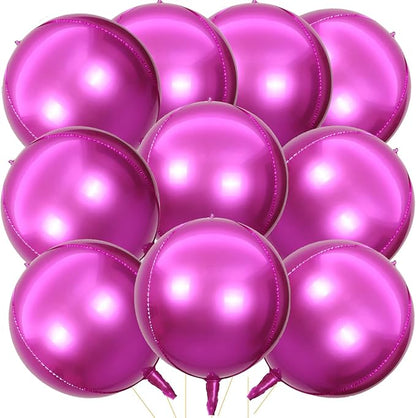 10 Pcs 22 Inch Hot Pink Mylar Balloons, Large 4D Giant Round Foil Balloon Big by KALOR