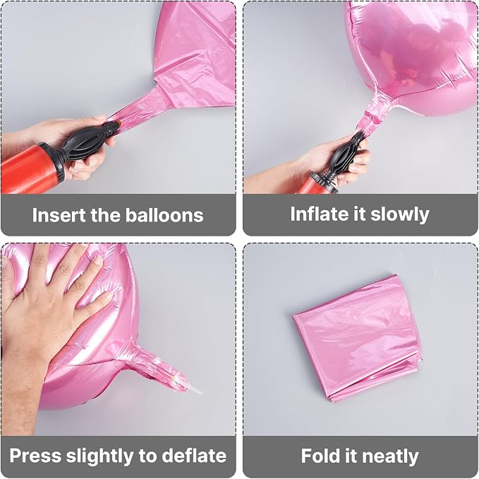 PartyWoo Pearl Pink Large Round Giant 4D Jumbo Foil Balloons 6pcs 22 Inch | 22 - Image 5