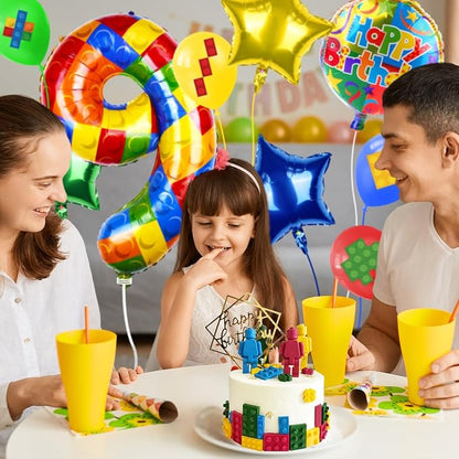 40 Inch Building Block Number Balloon, Colorful Number Block Foil Balloons - Image 6