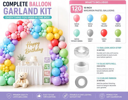 Pastel Balloon Garland Kit 120 Pack – Macaron Pastel Balloons - Image 3