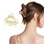 FAELBATY Metal Claw Clips for Thick Hair, Medium Metal Hair Clips for Women, Gold Hair Clips & Silver Hair Clips, Hair Claw Clips for Thin Hair, Strong Metal Clips for All Hair Types, 2PCS Gold&Silver
