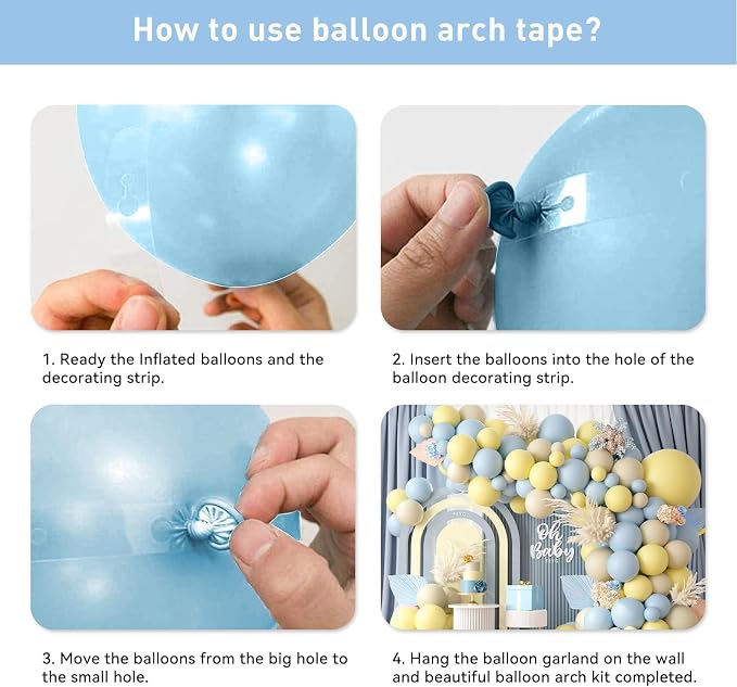 Pastel Blue Yellow Balloon Garland Arch - Image 9