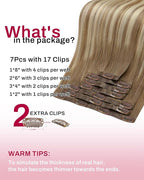 Moresoo Seamless Clip in Human Hair Extensions Light Brown to Medium Blonde Balayage Clip in Brown Blonde Hair Extensions for Women Remy Human Hair Clip ins Invisible 120g/7pcs 20 inch