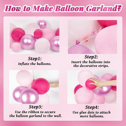 139pcs Pink Cartoon Cat Balloon Arch Kit - Image 5