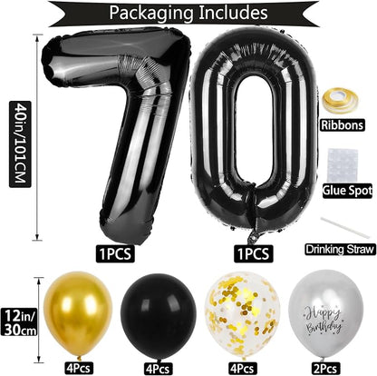 70th Birthday Decorations for Men Women, 40 inch 70 Balloon Numbers - Image 2