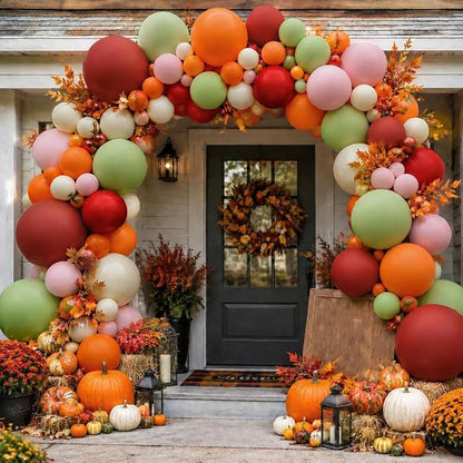 Sage Green Orange Red Balloons Double Stuffed Fall Balloon Burnt Orange Pink by LUXURparty