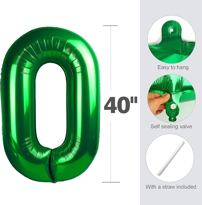 0 Balloon 40 inch Dark Green Number Balloons - Image 6