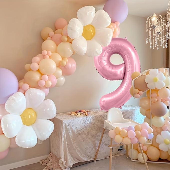 Pastel Pink 9 Balloons, 40 Inch Large Light Pink Foil Number Balloons 0-10 - Image 2
