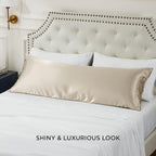 Bedsure Body Pillow Cover 20x54 Inches - Khaki Satin Similar to Silk Pillowcase for Hair and Skin, Cooling and Silky Long Body Pillow Pillowcase with Envelope Closure, Gifts for Women Men