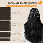 DOORES Mocha Brown 12in Clip-In Human Hair Extensions, 7pcs 80g Thick Silky Straight Remy Hair