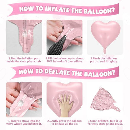 Pink Blue Green Heart Balloons, 18 Inch Baby Pink Blue Sage Green Foil Balloons - Image 6
