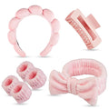 7 Pcs Spa Set, Facial Headband and Wristband Set, Skincare Accessories, College Style Girl Idea Gifts, Hair Accessories for Women and Girls (Pink)