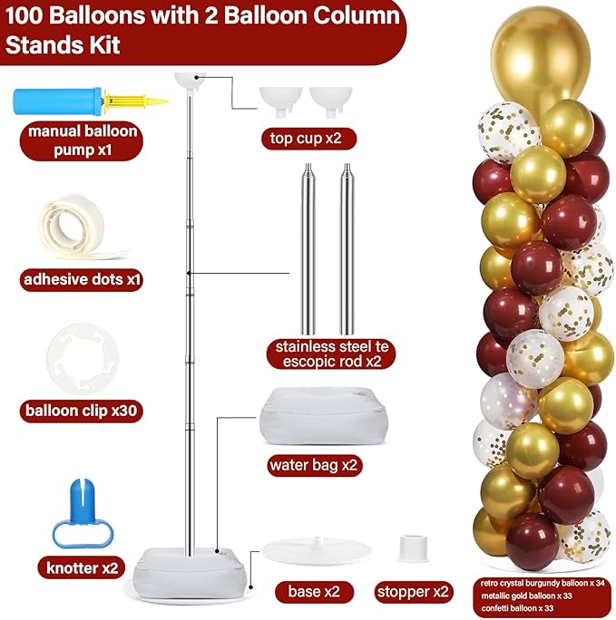 2 Sets Adjustable Balloon Column Stand Kit - Image 2