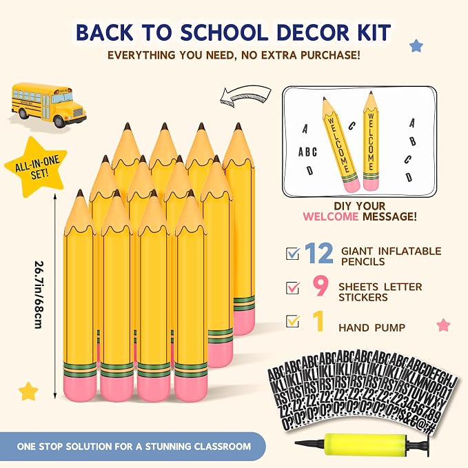 GLEAVI 12 Pcs Inflatable Pencil Balloon Set - Image 5