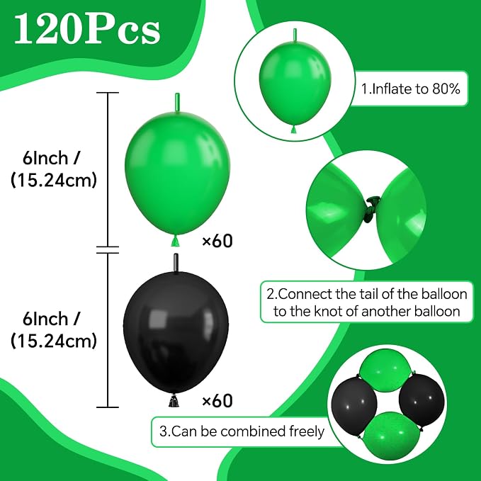 Black Green Link Balloons - Image 2