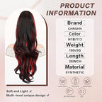 Ponytail Extension, Drawstring Ponytail Extension for Women 26 Inch Long Wavy Highlights Pony Tails Hair Extensions Synthetic Clip in Ponytail Hairpiece for Women(H1B/113)