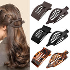 6 PCS French Flat Hair Clips for Women, 2 Styles Lightweight Large Thick Hair Claw Clips for Long Hair, Strong Hold Styling Barrettes Accessories for Driving Yoga - Leopard1