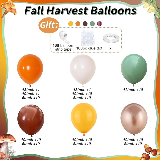 124pcs Fall Balloon Arch Kit, Thanksgiving Garland - Image 2