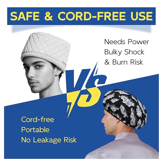 Years calm Shower Cap for Men, Waterproof & Heat-Retaining Hair Treatment Cap – Reusable Men’s Shower Cap with Foil Lining, Elastic Band, for Steam Care, Hair Mask & Oil Conditioning