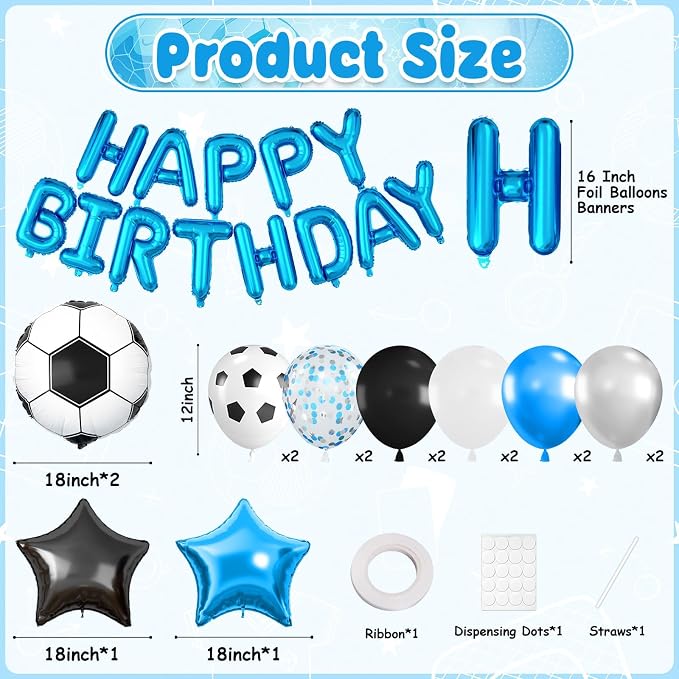 29PC Soccer Happy Birthday Balloon Banner, 16Inch 3D Aluminum Letter Banner Sign - Image 2