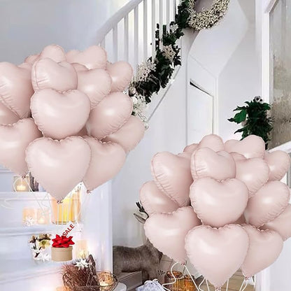 Pink Heart Ballloons, 18 Inch Pastel Pink Foil Love Heart Shaped Balloons 12Pcs - Image 7