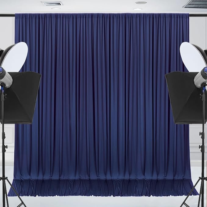 ESGOTBME 10x10ft Wrinkle Free Navy Blue Backdrop Curtain - Image 6