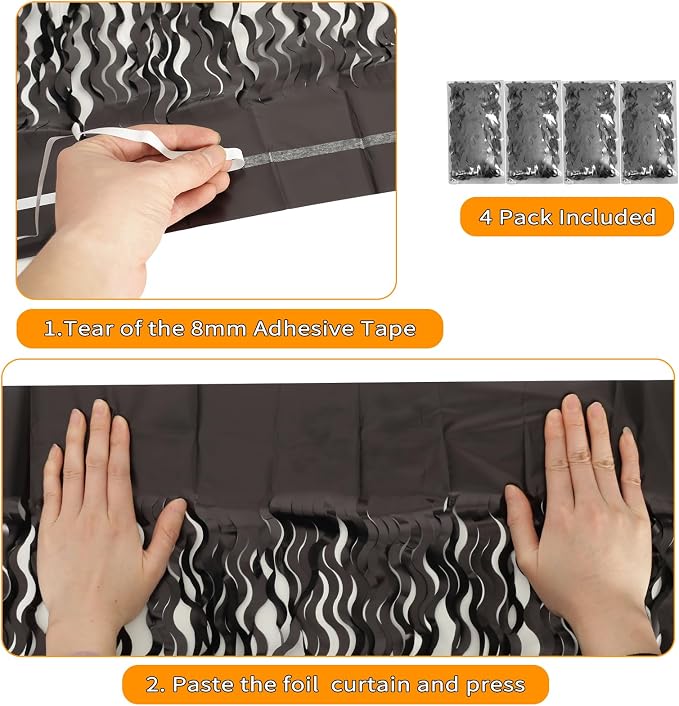 Black Foil Fringe Curtains Party Decorations - Image 6