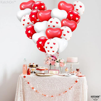 KatchOn Red and White Balloons 12 Inch, Heart Decorations, Romantic Decorations - Image 8