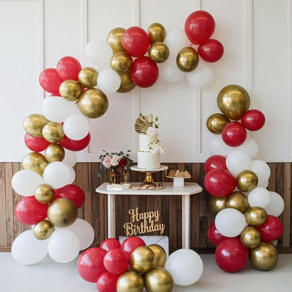 Red and Gold Balloons, 12 Inch Burgundy Gold Balloons, Maroon Balloons - Image 6