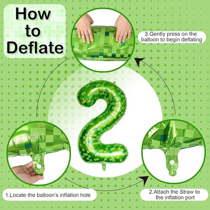 Number 2 Balloons 40 Inch, Gaint Cartoon Lime Green Pixel 2 Balloon Number - Image 9
