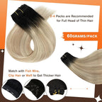 Full Shine 12 Inch Clip in Hair Extensions Real Human Hair Brown Ombre to Medium Blonde and Light Blonde Seamless Hair Extensions Clip in for Short Hair 3 PCS 60 G