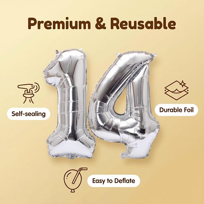 Number 14 Balloon Foil Mylar Balloons - Image 5