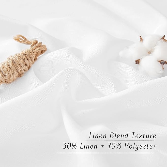 NICETOWN White Linen Curtains 72 inches Long, Grommet Privacy Window Treatments - Image 4