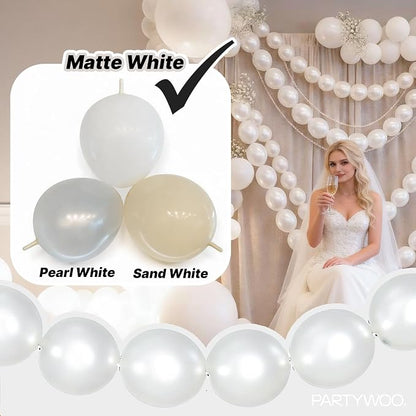 PartyWoo Pearl White Linking Balloons 100pcs 12 Inch White Link Balloons | - Image 3
