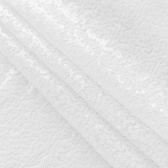 Sugargirl White Sequin Backdrop Curtain 7FTx7FT Glitter White Background Drapes - Image 5