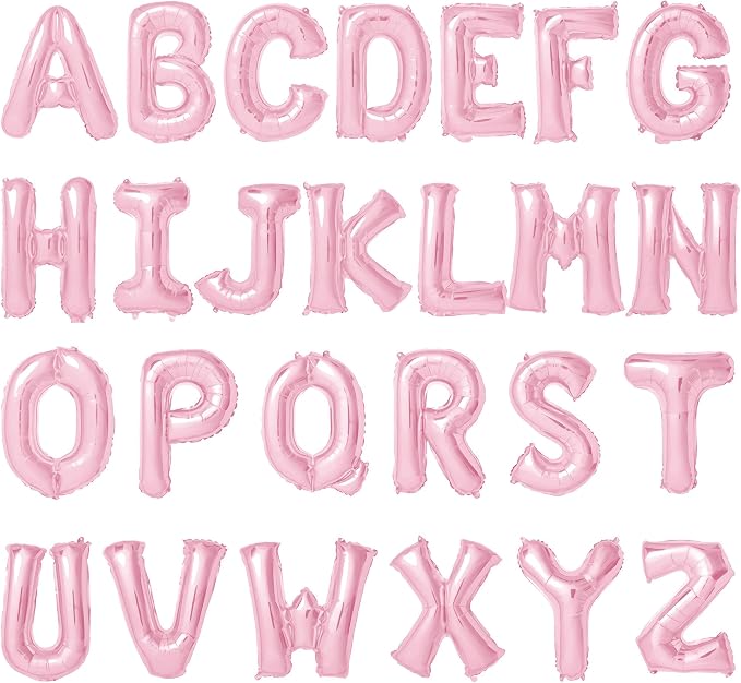 16 Inch pink Letter Balloons Mylar Foil Alphabet Letter A-Z Balloons Set by LIOZEOKUN