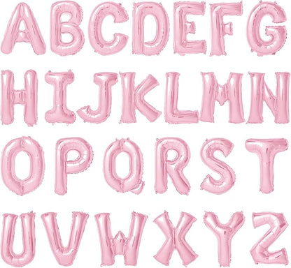 16 Inch pink Letter Balloons Mylar Foil Alphabet Letter A-Z Balloons Set by LIOZEOKUN