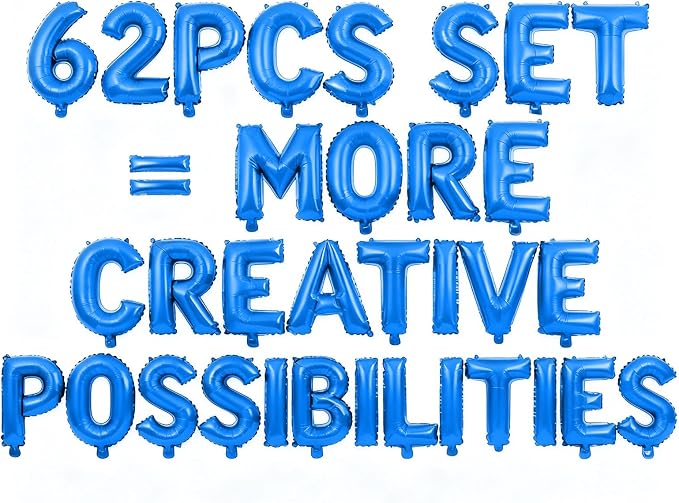 62 Pcs Blue Letter Balloons, Custom 2 Set A-Z Set by GOGAKIE