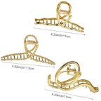 Mehayi 3 PCS Metal Large Hair Claw Clips for Thick Heavy Hair, Big Non-Slip Hair Catch Barrette Jaw Clamp, Strong Hold Claw Barrettes for Long Hair, Fashion Hair Styling Accessories for Women Girls