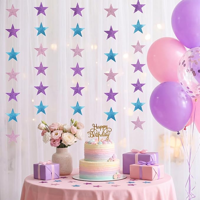 Patelai Glitter Star Garland Banner 2026 Graduation Decor 130 Feet Star Hanging - Image 7