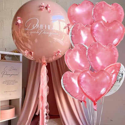 TONIFUL 30 Pcs Clear Pink Heart Balloons 18 Inch Heart Shape Foil Balloon | - Image 4