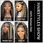 bangjazz 28 Inch Deep Wave Lace Front Wigs Human Hair Fb/27 180% Density 13x4 HD Lace Frontal Wigs Human Hair Pre Plucked Ombre Lace Front Wig Balayage Highlight Glueless Wigs Human Hair for Women